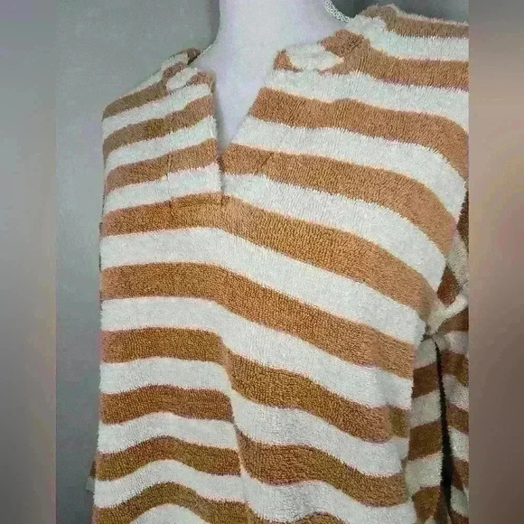 Madewell Womens Earrhen Clay Striped MWL Loop Terry Notched Sweatshirt - Picture 6 of 12
